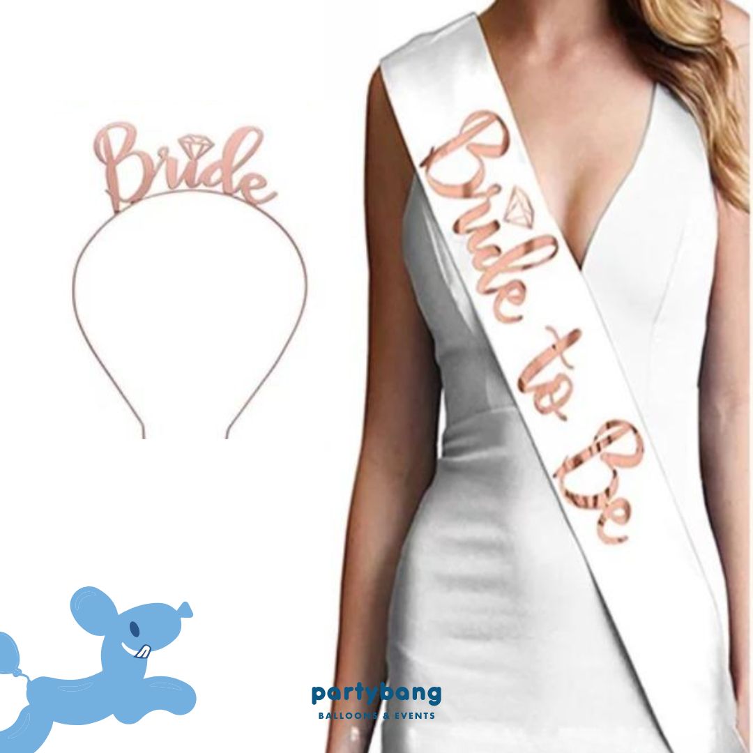 Bride To Be Sash & Headband & Veil Tiara Set Bridal Shower Bachelorette Party