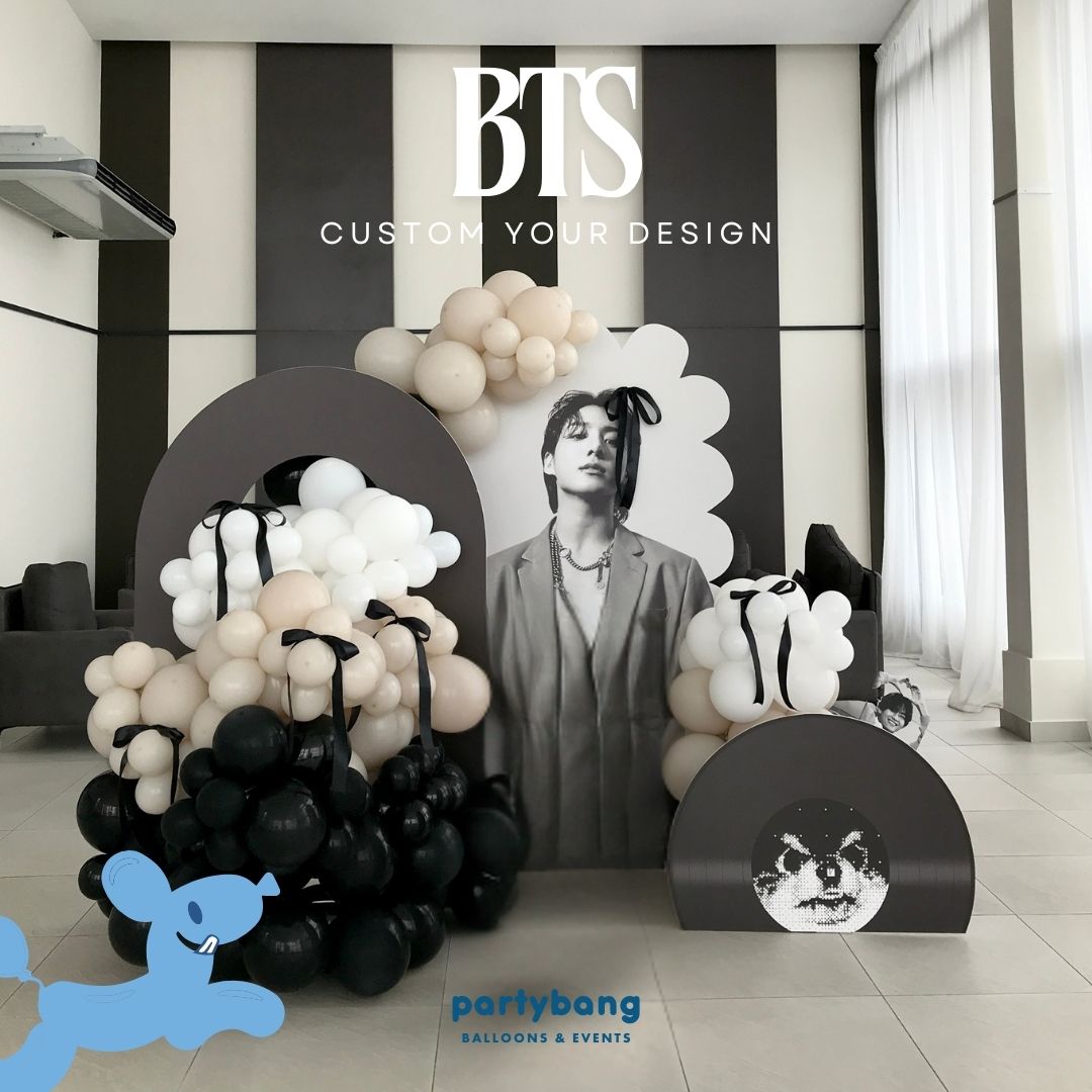 BTS Kids Theme Backdrop Setup with Balloon Garland (Two Boards)