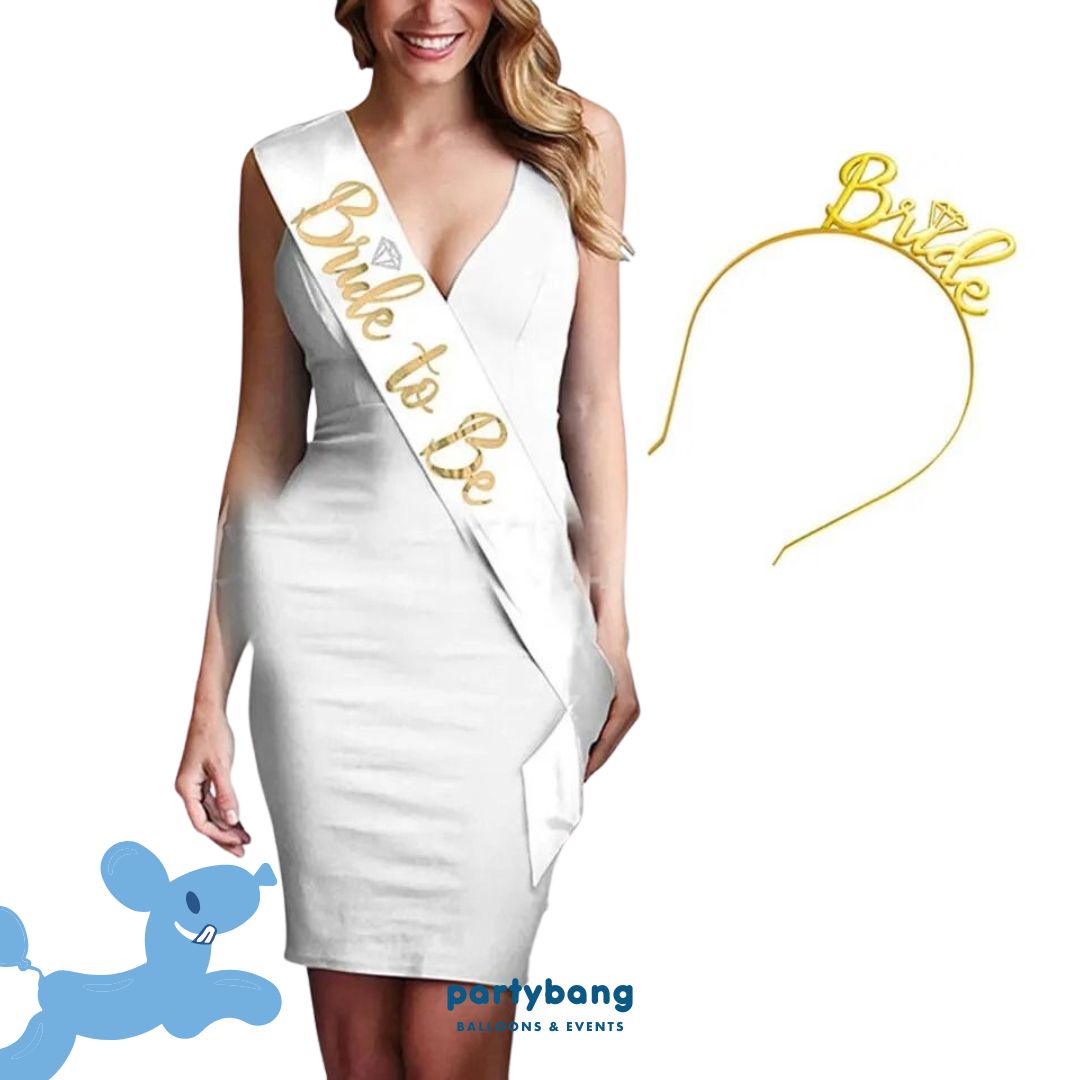 Bride To Be Sash & Headband & Veil Tiara Set Bridal Shower Bachelorette Party