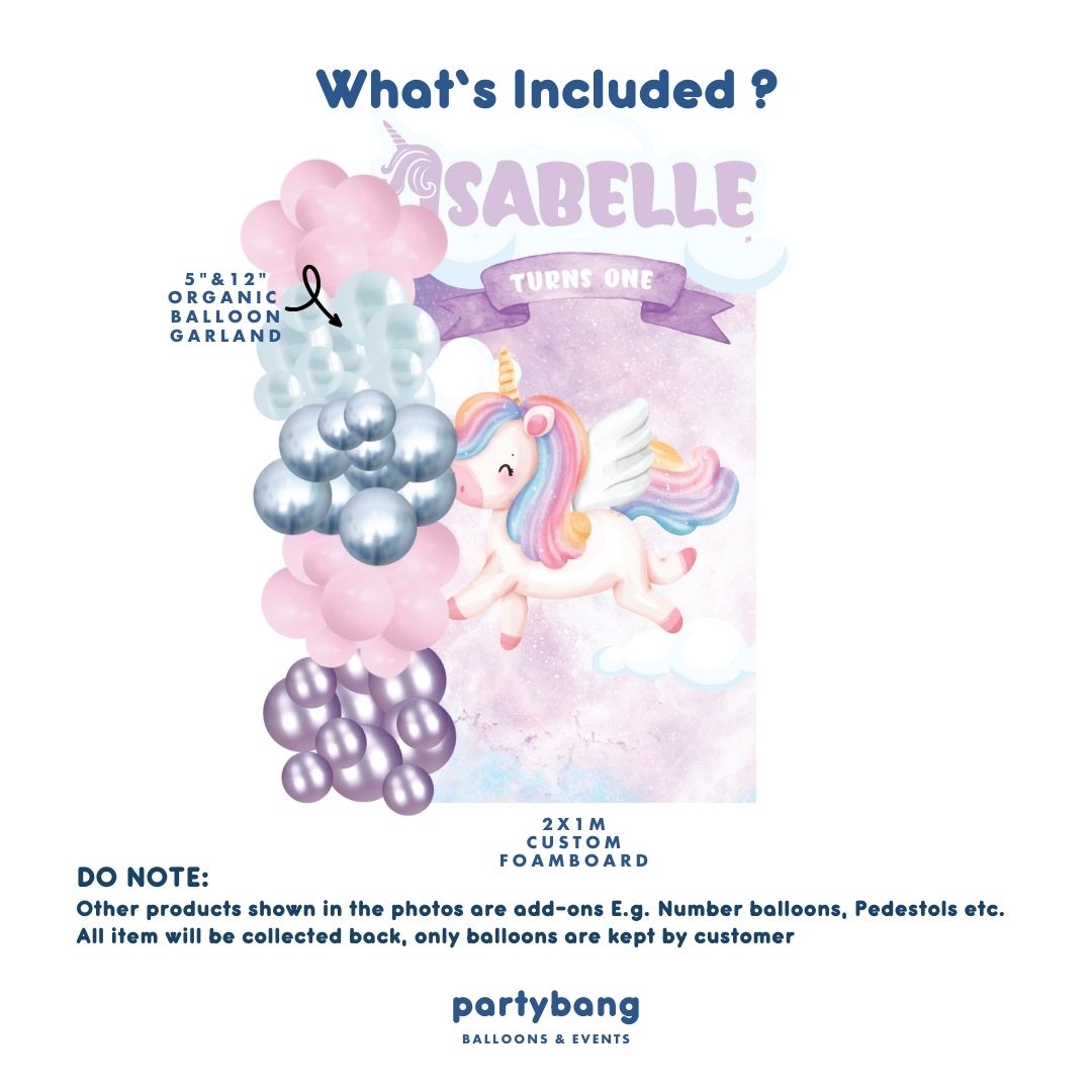 Custom your design Kids Theme Backdrop Setup with Balloon Garland (One Board)