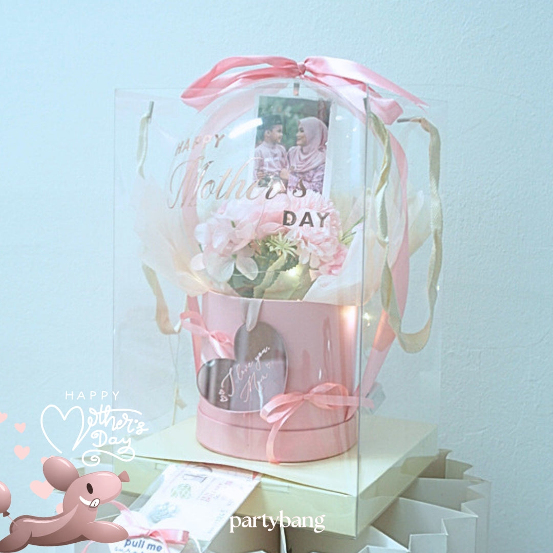 Mother's Day Photo & Pink Faux Flower Round Dome Surprise Gift Box Money Pull