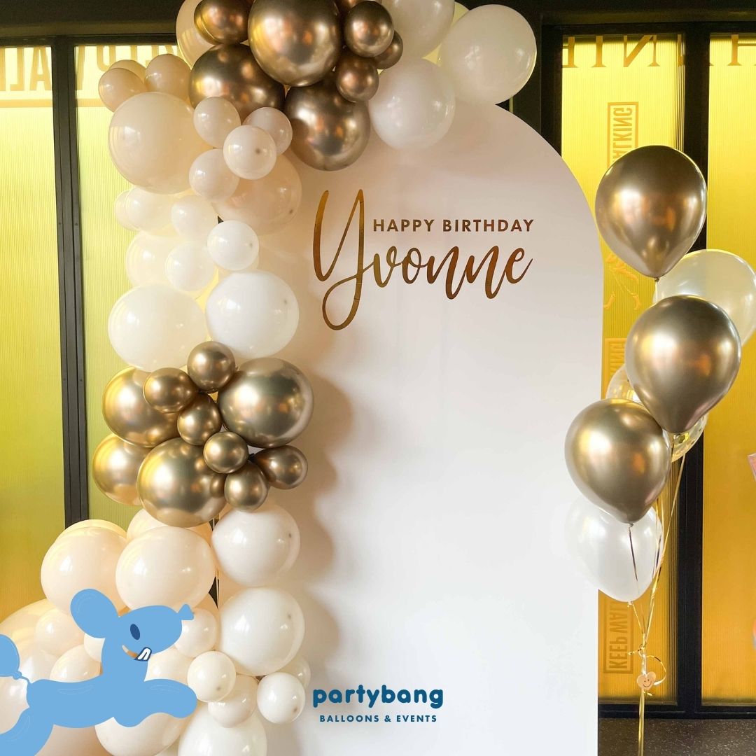 Plain Foamboard Arch Backdrop Setup with Balloon Garland (One Board)