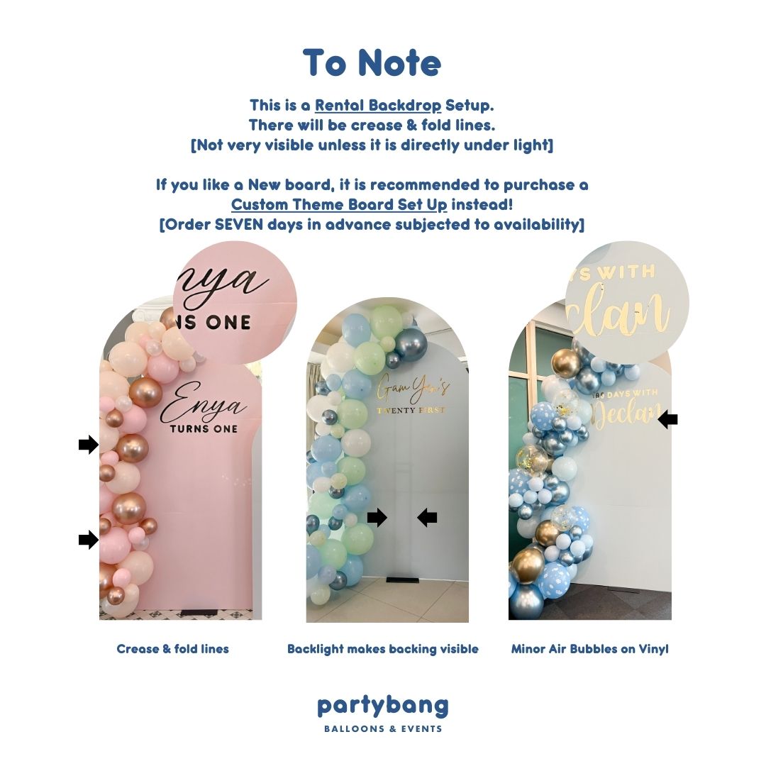 Botanic Plain Foamboard Arch Backdrop White Organza Purple x Blue Flower Base