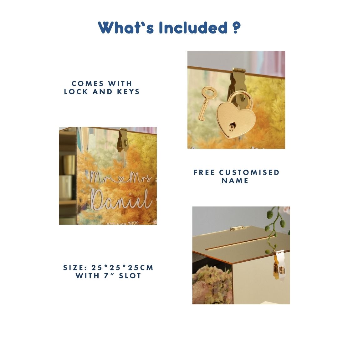 4 Days Rental Wishing Money Mirror Acrylic Angpao Box (Gold)