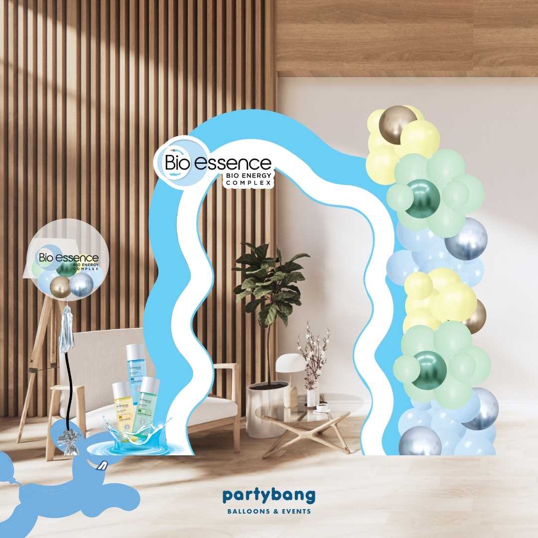 Corporate Custom Theme Foam Backdrop Set-up with Balloon Garland Organic Shape
