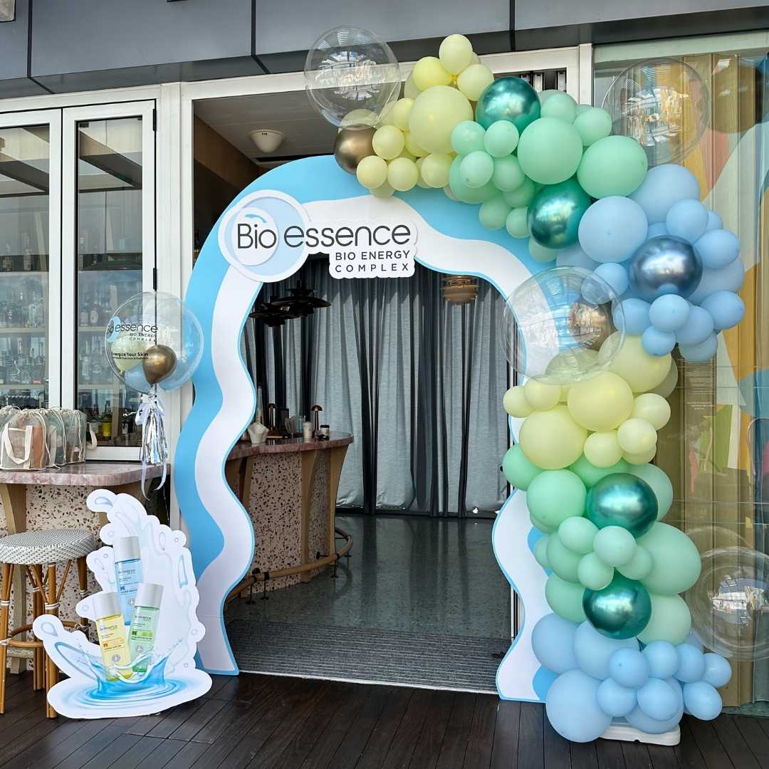 Corporate Custom Theme Foam Backdrop Set-up with Balloon Garland Organic Shape