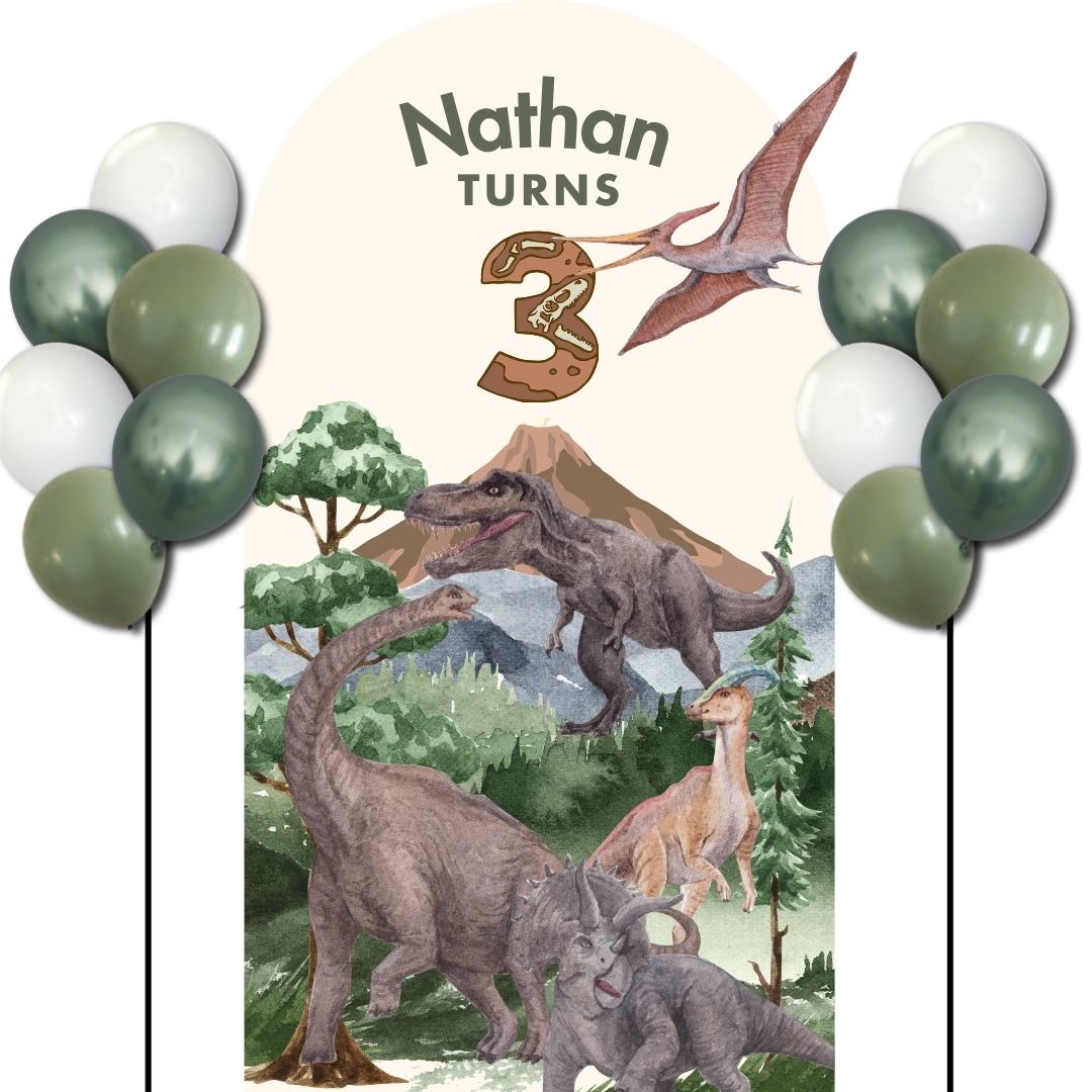 Do-It-Yourself Custom Theme Foam Backdrop with Helium Balloons Superb A (One Board) Dinosaur)