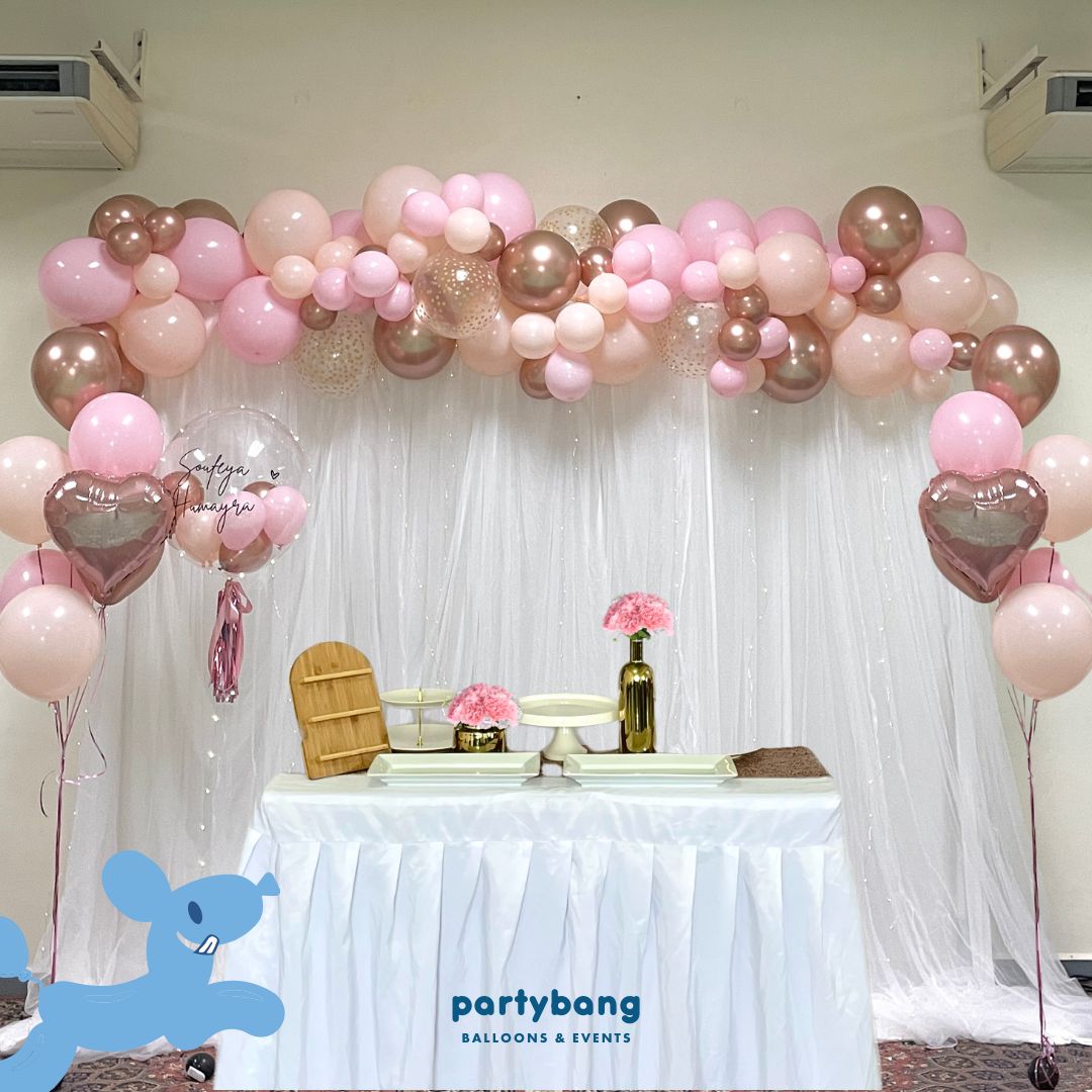 3x3m Curtain Backdrop & Table Setup with Balloon Garland