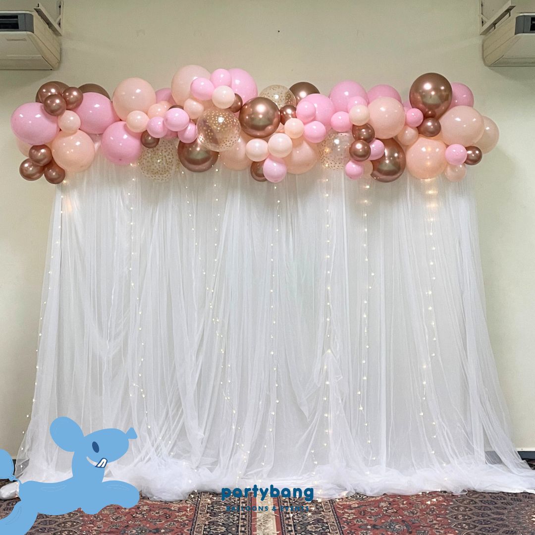 3x3m Curtain Backdrop Setup with Balloon Garland