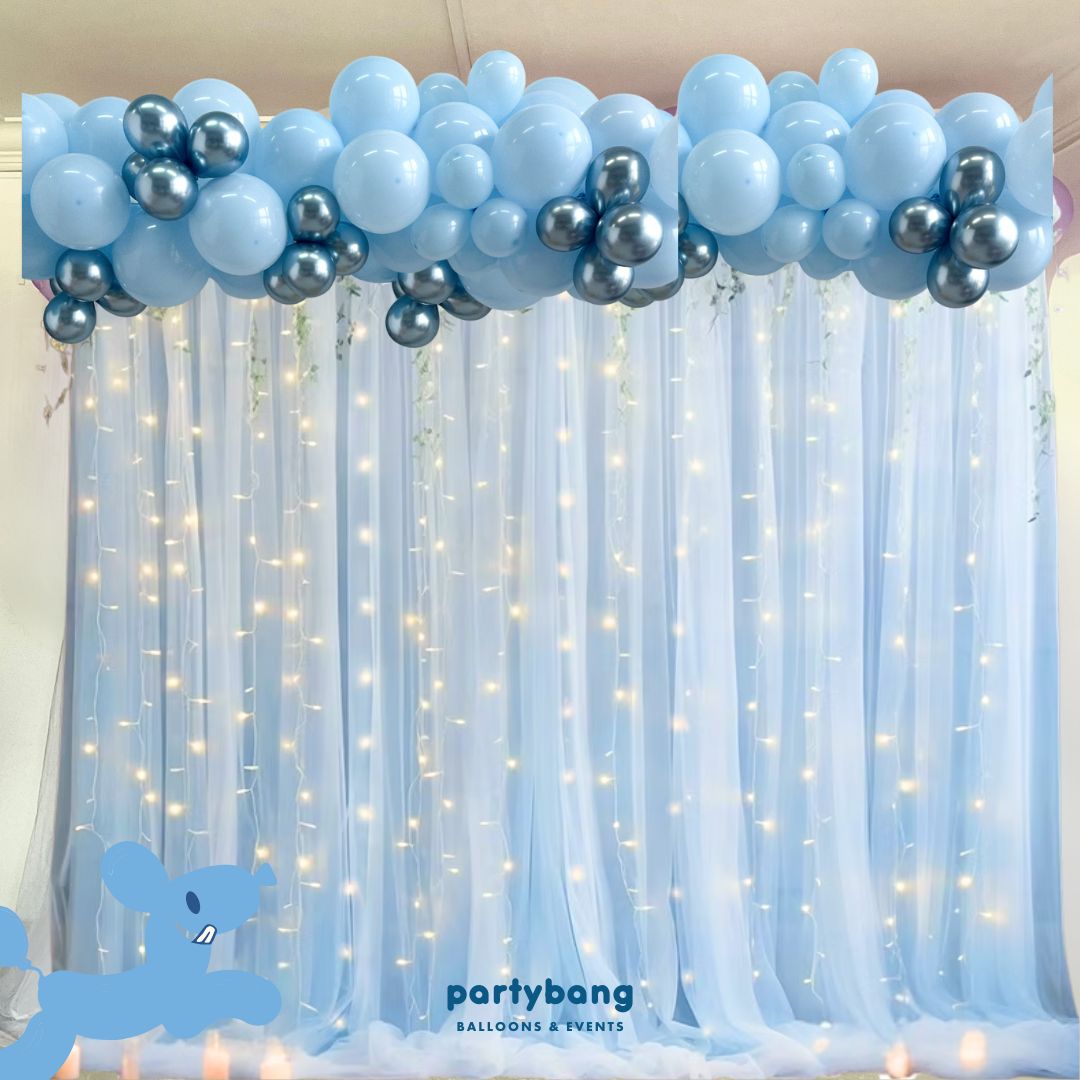 3x3m Curtain Backdrop Setup with Balloon Garland