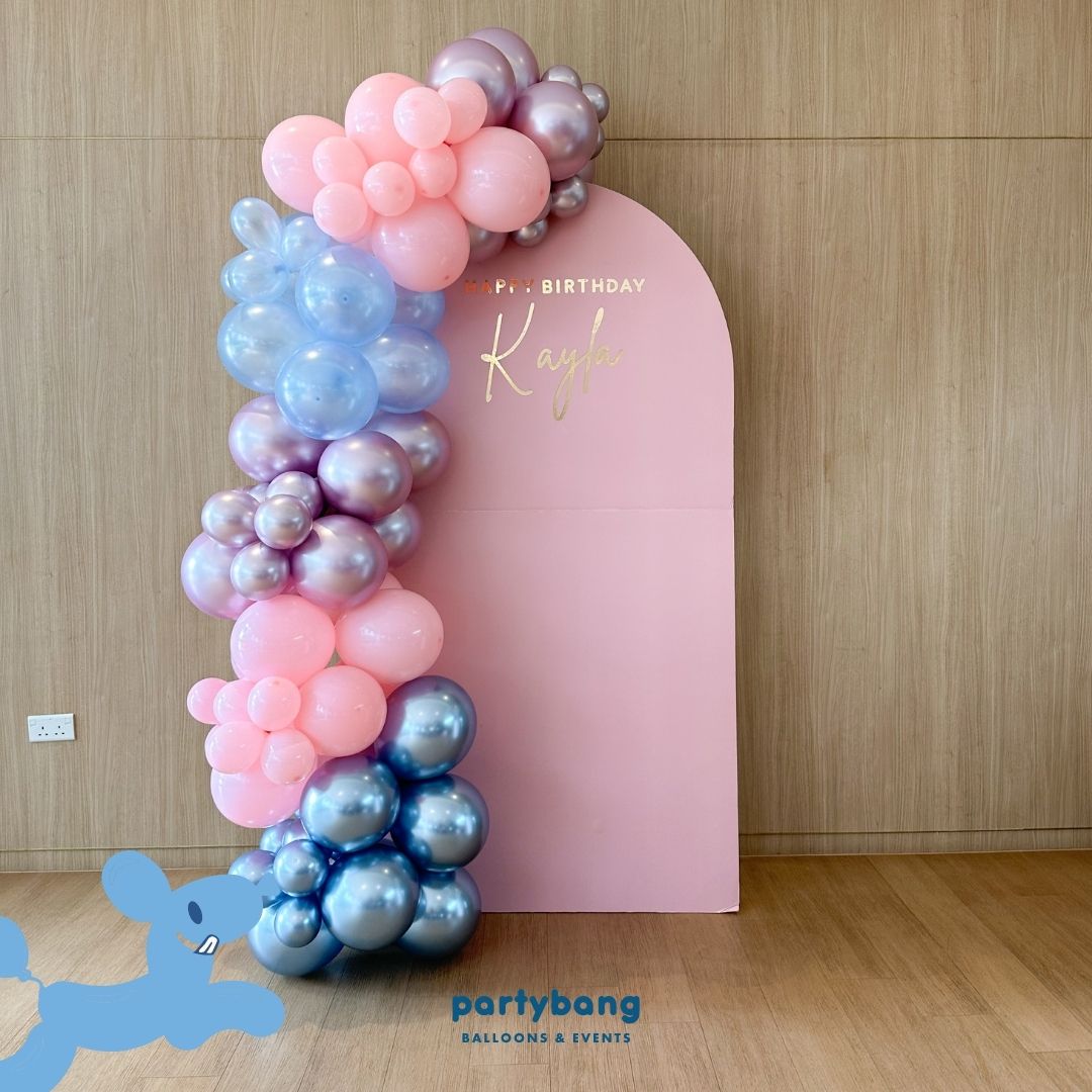 Plain Foamboard Arch Backdrop Setup with Balloon Garland (One Board)