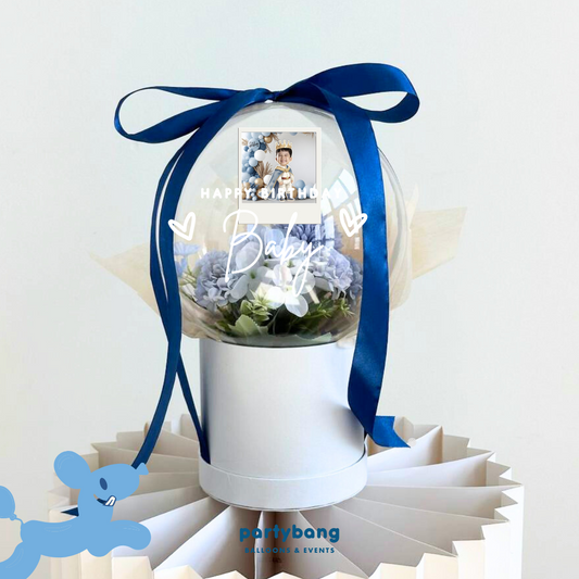 Everlasting Flower Custom Photo & Money Flower Plastic Dome Gift Box (French)