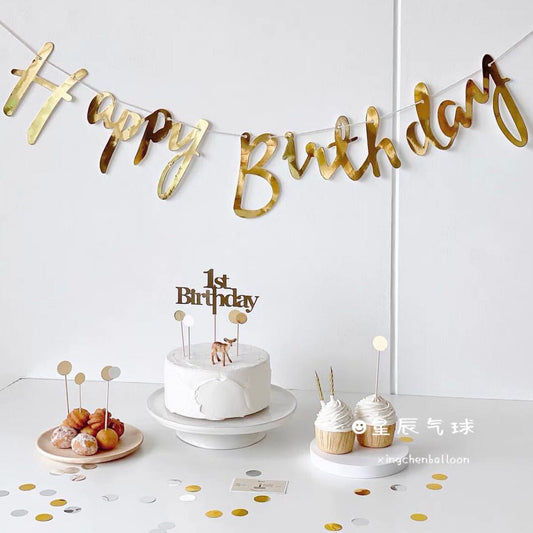 Happy Birthday Banner Rose Gold