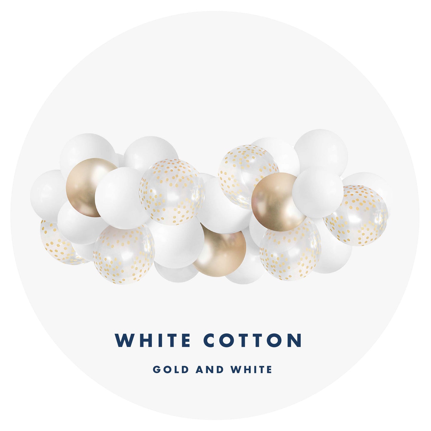 Balloon Garland White Cotton - White and Gold