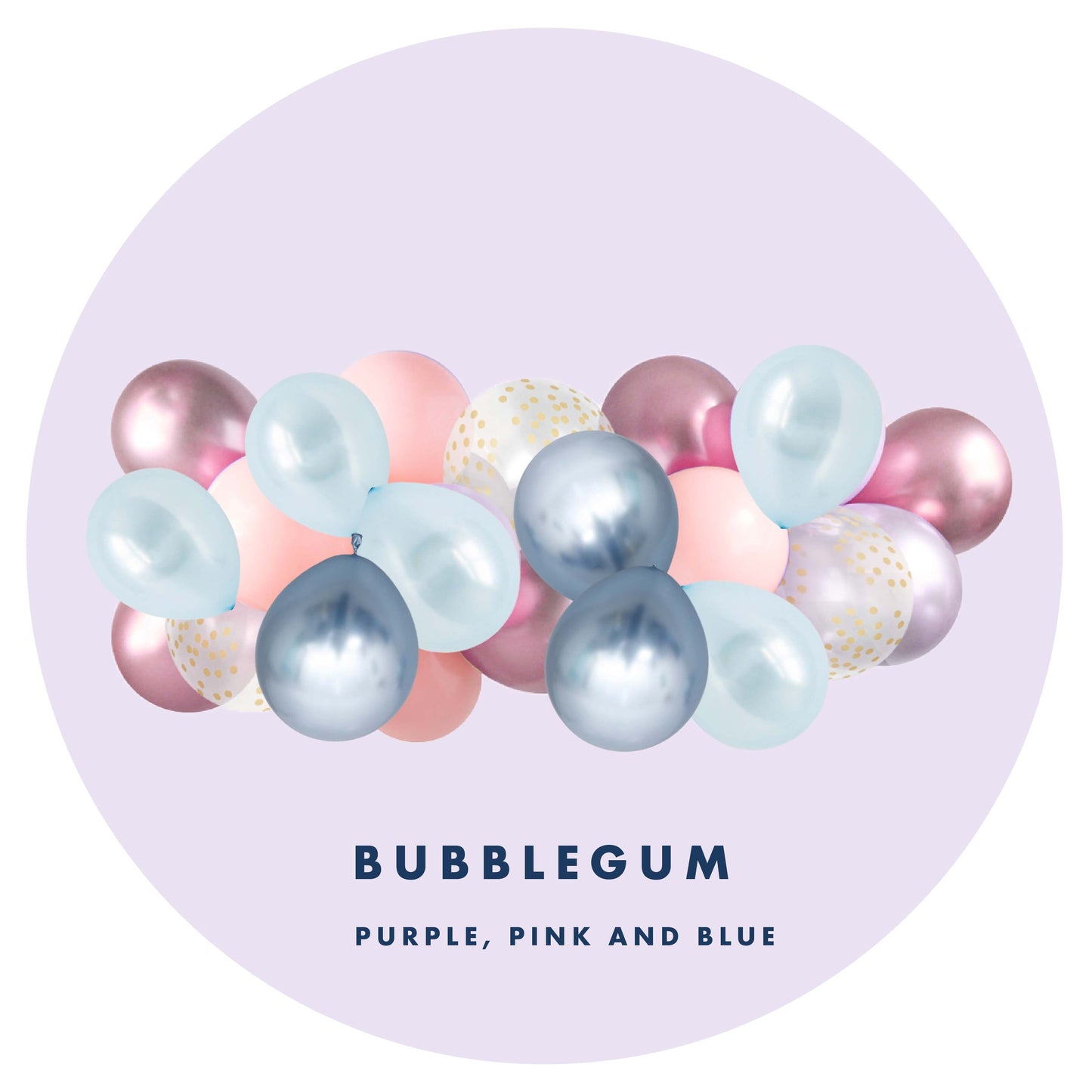 Balloon Garland Bubblegum - Pink, Purple, Blue and Lilac