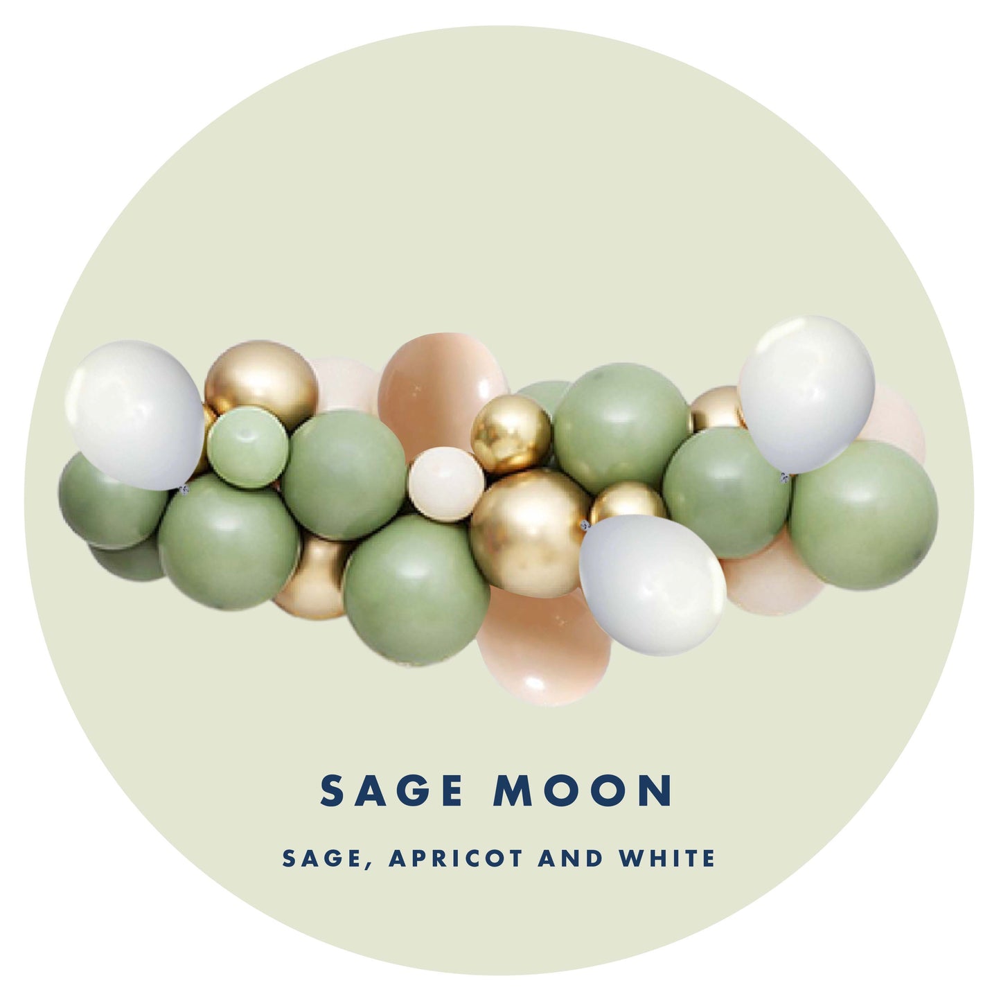 Balloon Garland Sage Moon- Sage, Apricot and White
