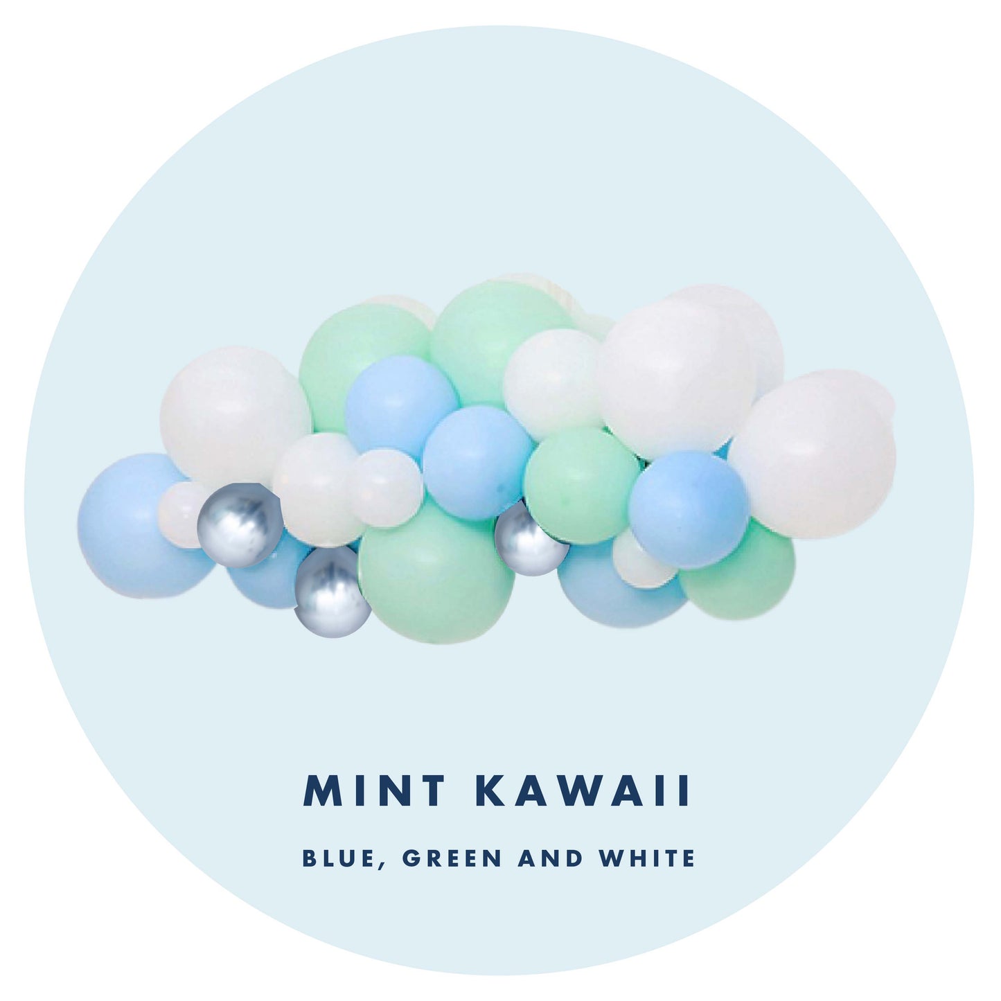Balloon Garland By the Ocean - Blue, Green and White
