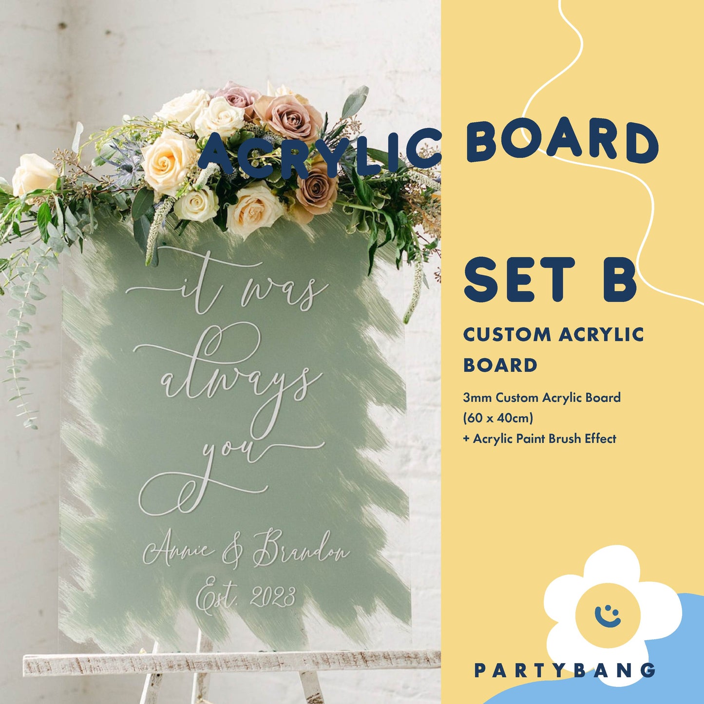 3mm Thick Customised Clear Brush Paint Acrylic Board Set B