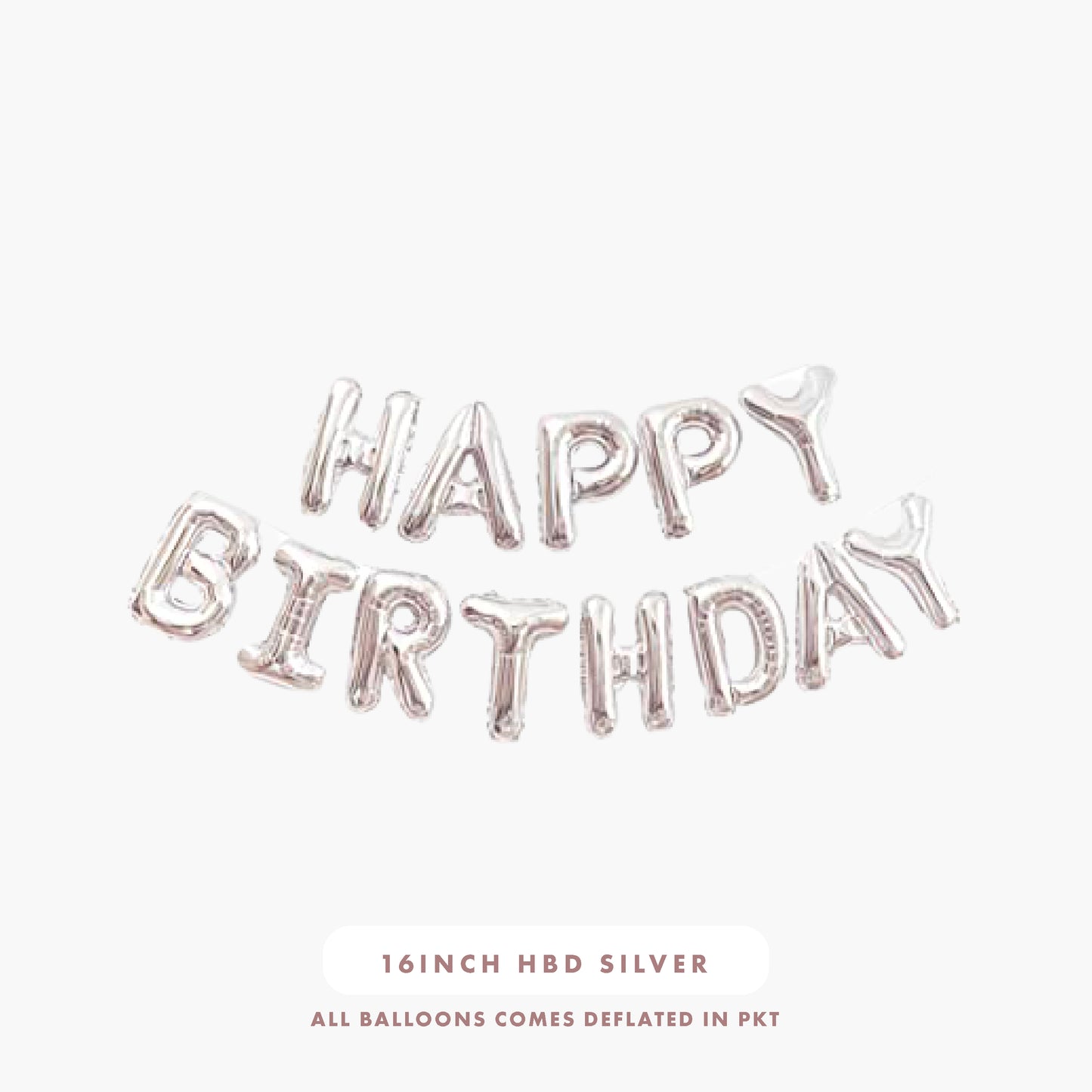 16inch Happy Birthday Foil Balloons (Silver)