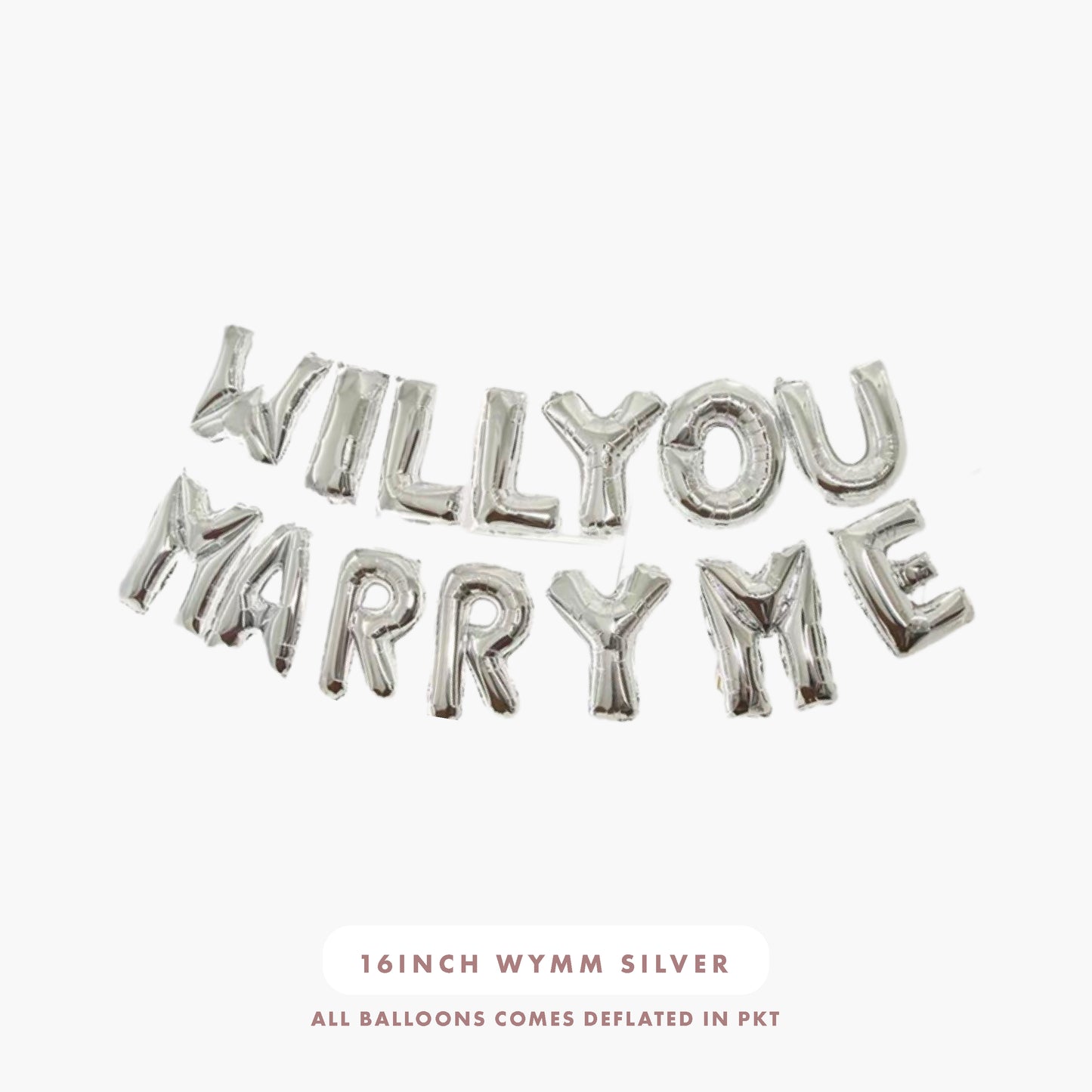 16inch Will You Marry Me Foil Balloons (Silver)