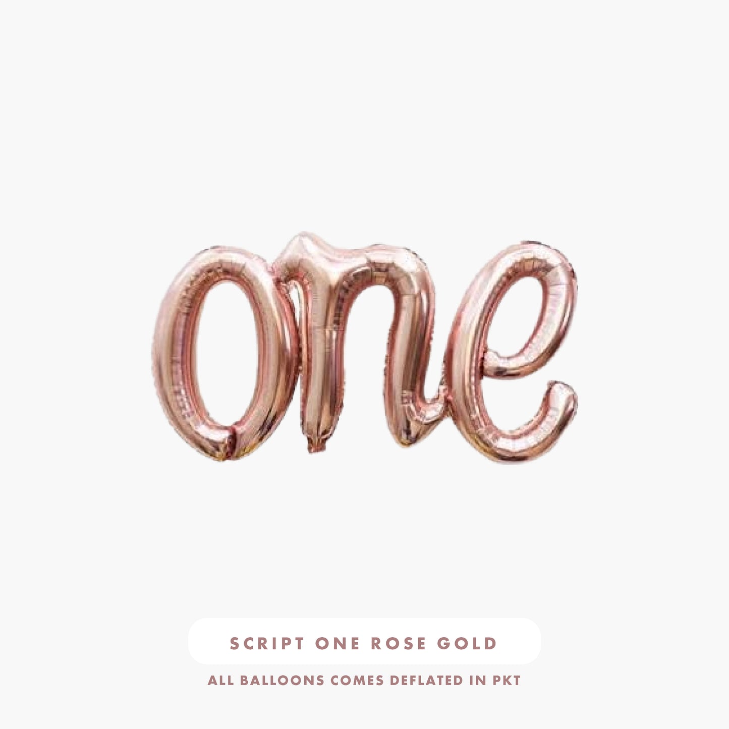 Script "One" Foil Balloons (Rose Gold)
