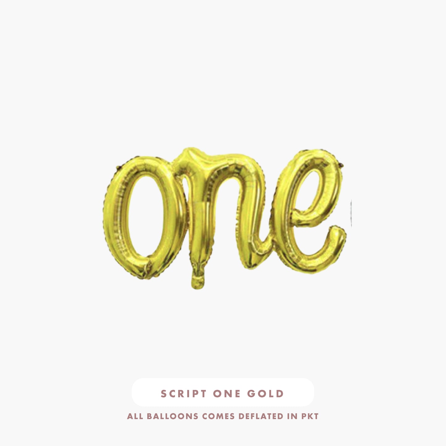 Script "One" Foil Balloons (Gold)