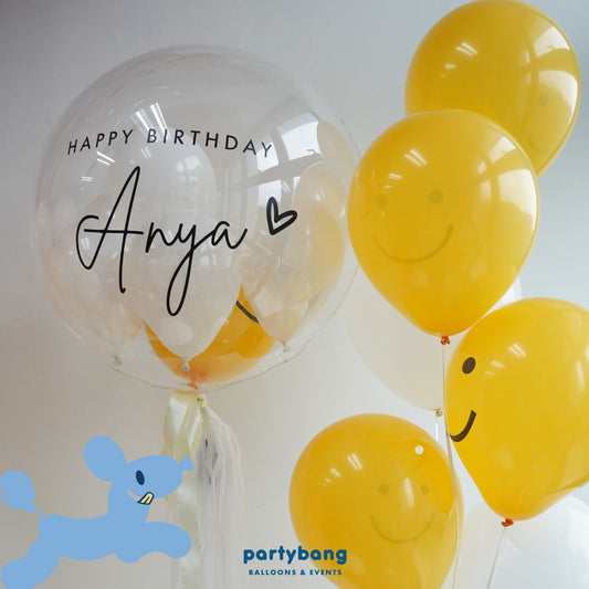 [Helium Inflated] 24inch Custom Bubble Balloon Birthday Set B