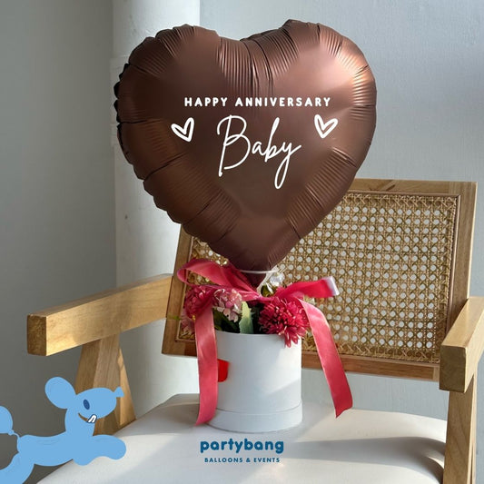 [Normal Air Inflated] Coffee Heart Flower Balloon Gift Box