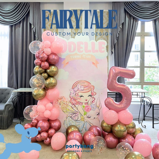Fairytale Kids Theme Backdrop Setup with Balloon Garland (One Board)