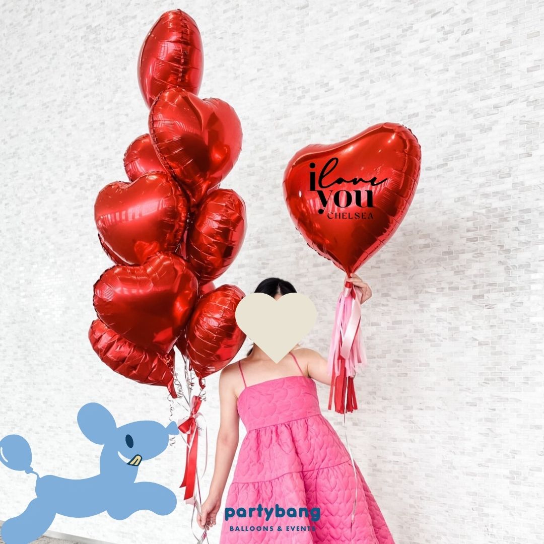Jumbo 32inch Custom Heart with 18inch Red Hearts (11pcs)
