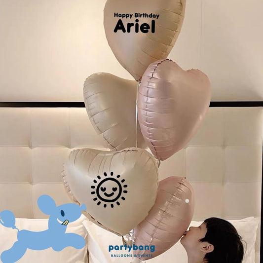 [Helium Inflated] Custom Retro Birthday Balloons Hearts Korean Latex Party (6pcs)
