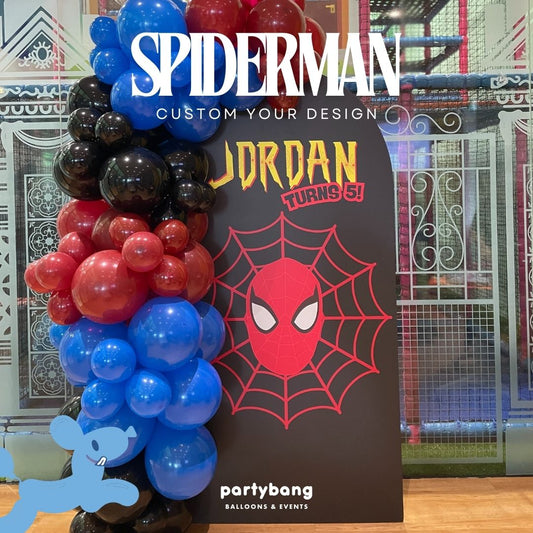 Spiderman Theme Backdrop Setup with Balloon Garland (One Board)