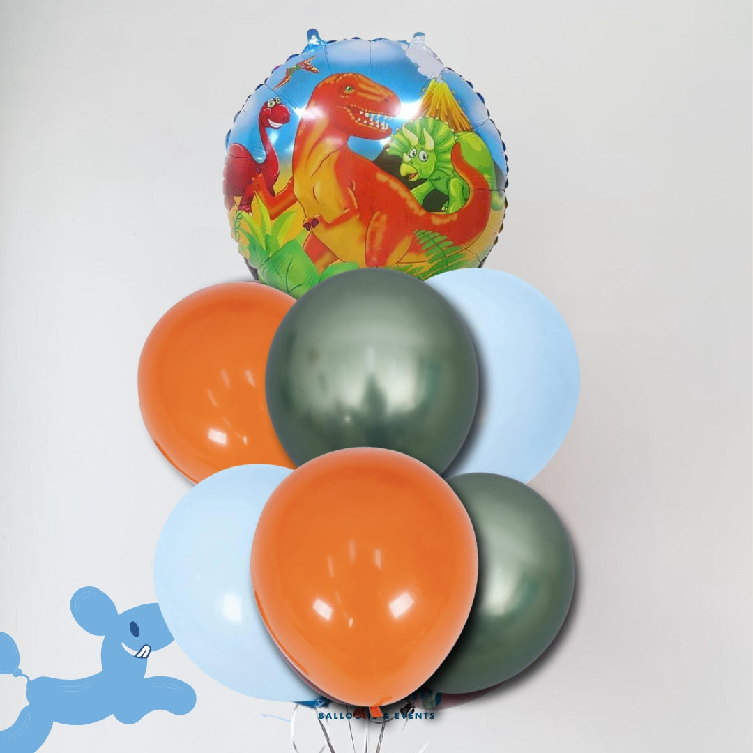 [Helium Inflated] 7pcs Balloon Cluster (T-rex)