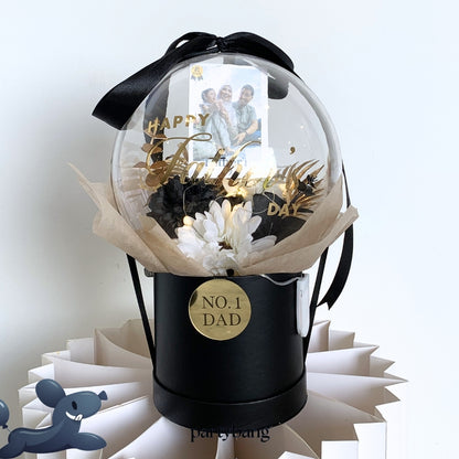 Father's Day Photo & Pink Faux Flower Round Dome Surprise Gift Box Money Pull