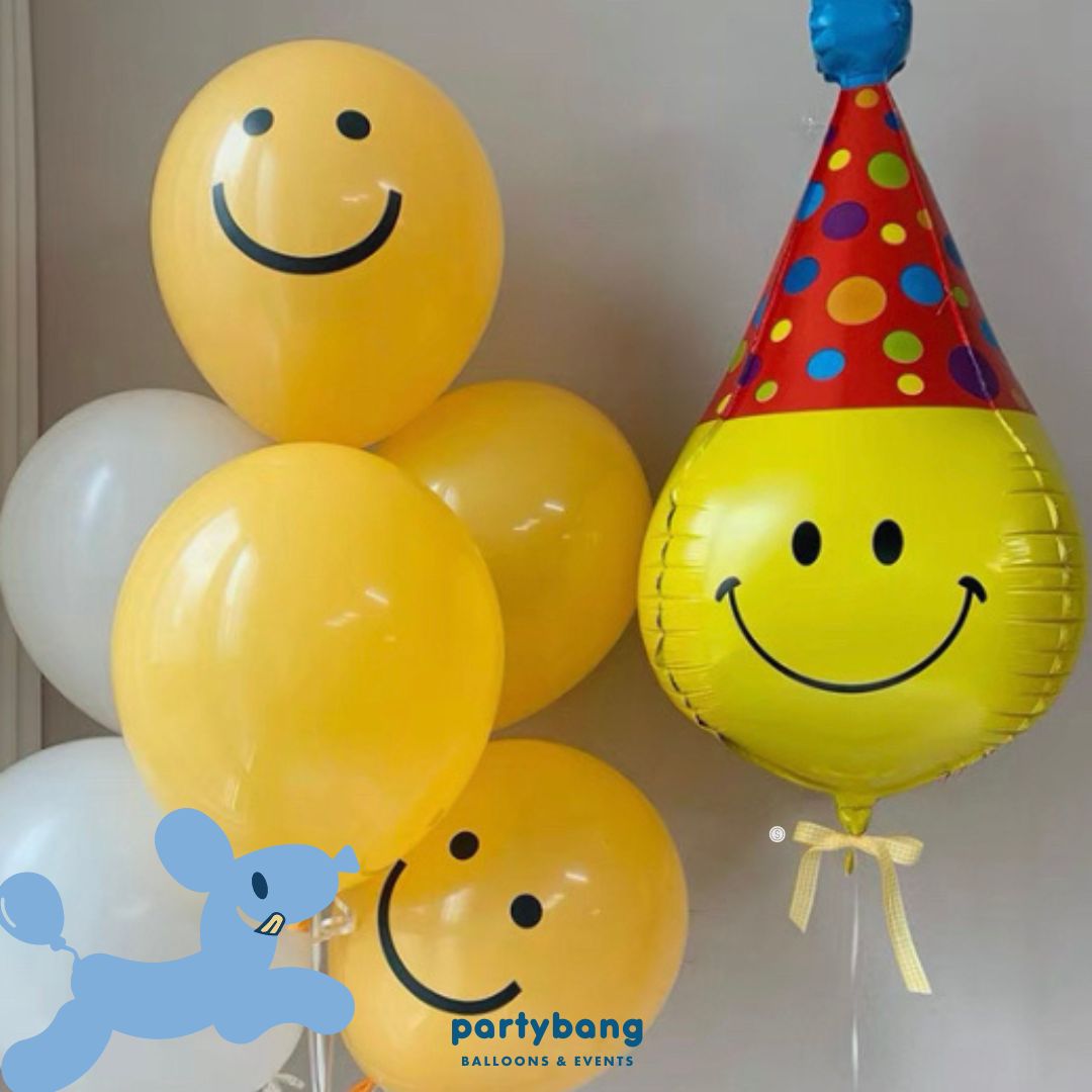 [Helium Inflated] Birthday Balloons Just Smiley Latex Kids Party_Shop By Picture (7pcs)