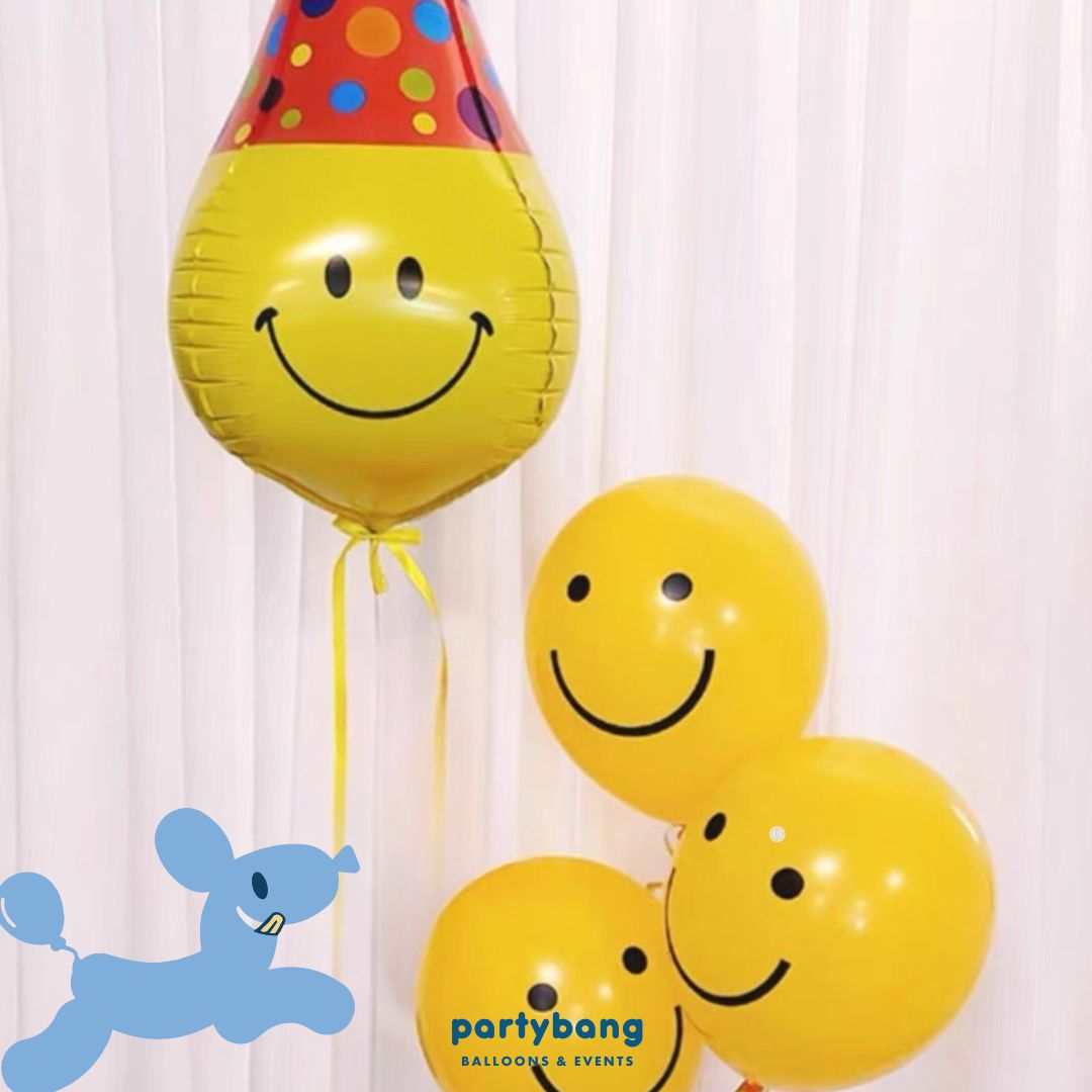 [Helium Inflated] Birthday Balloons Smiley Kids Party_Shop By Picture (4pcs)