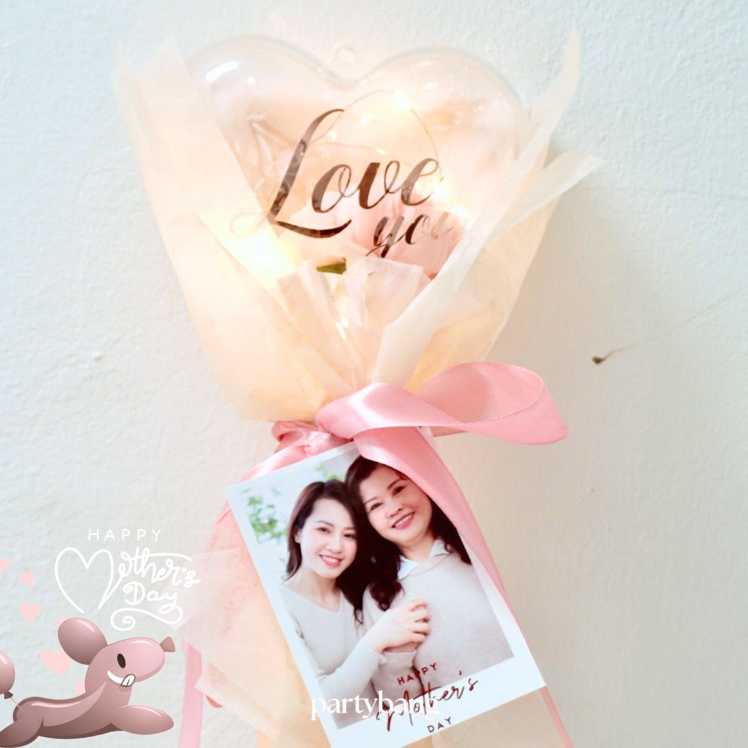 Mother's Day Heart Dome Hand Held Faux Flower