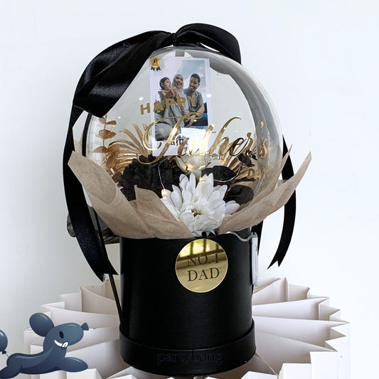 Father's Day Photo & Pink Faux Flower Round Dome Surprise Gift Box Money Pull