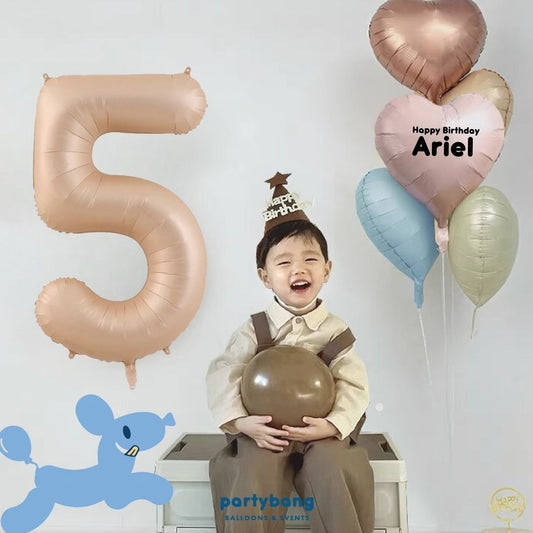 [Helium Inflated] Custom Retro Birthday Number Balloons Hearts Korean Latex Party (6pcs)