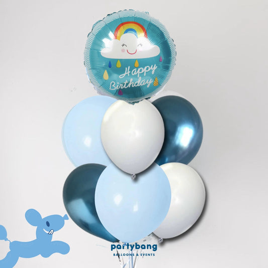 [Helium Inflated] 7pcs Balloon Cluster (Cloud Blue)