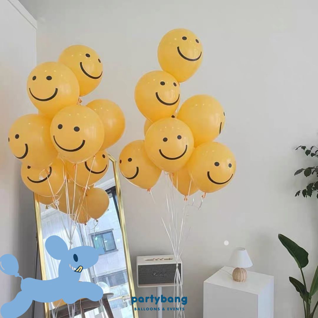 [Helium Inflated] Birthday Balloons Just Smiley Latex Kids Party_Shop By Picture (16pcs)