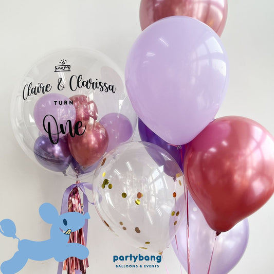 [Helium Inflated] 24inch Custom Bubble Balloon Birthday Set B