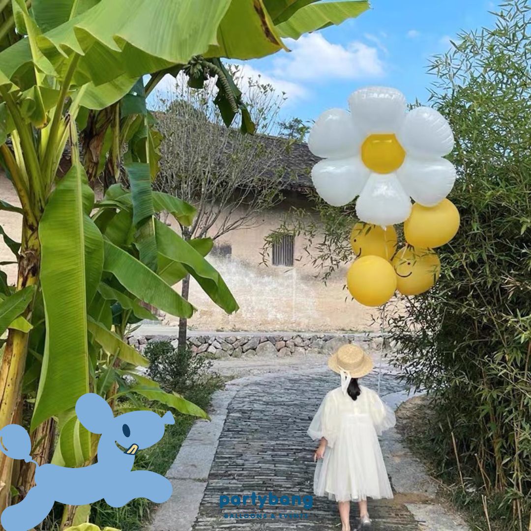 [Helium Inflated] Birthday Balloons Daisy Smiley Kids Party _Shop By Picture (5pcs)