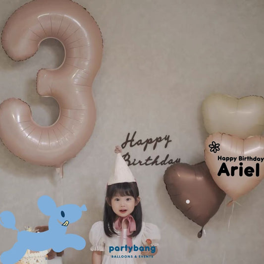 [Helium Inflated] Custom Retro Birthday Number Balloons Hearts Korean Latex Party (4pcs)