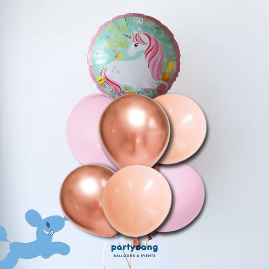 [Helium Inflated] 7pcs Balloon Cluster (Pink Unicorn)