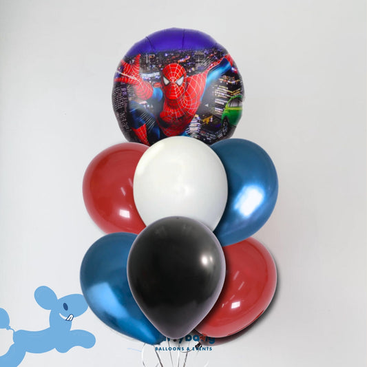 [Helium Inflated] 7pcs Balloon Cluster (Spiderman)