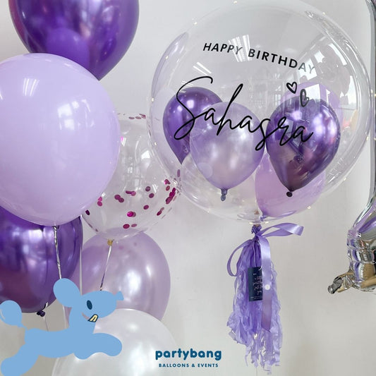 [Helium Inflated] 24inch Custom Bubble Balloon Birthday Set B
