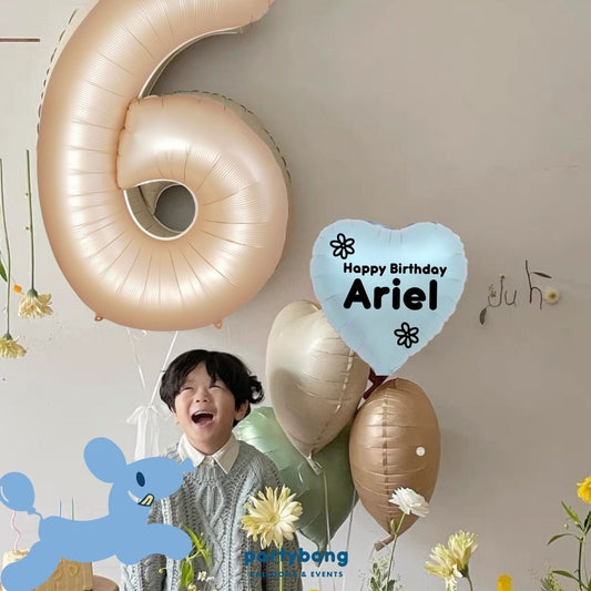 [Helium Inflated] Custom Retro Birthday Number Balloons Hearts Korean Latex Party (5pcs)