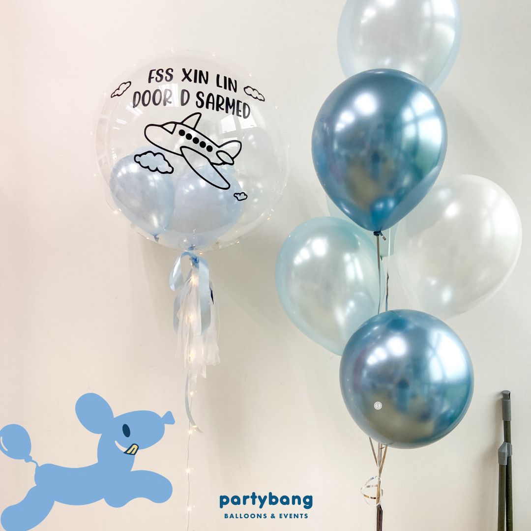 [Helium Inflated] 24inch Custom Bubble Balloon Well Wishes Door Disarmed Set B