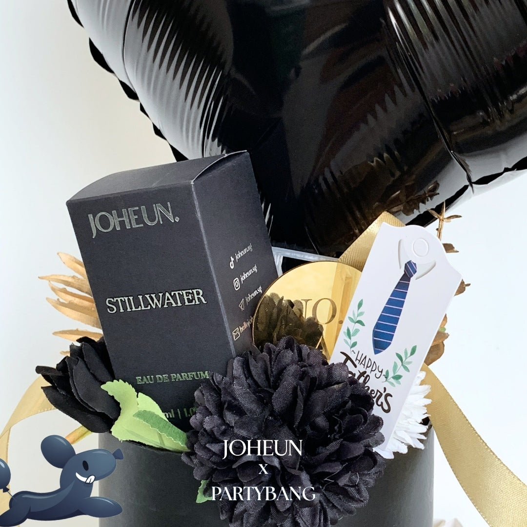 [JOHEUN x PARTYBANG] Father's Day Perfume with Black Heart Faux Flower Black Gift Box